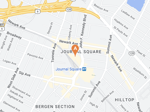 Map showing location of Jersey City urgent care center